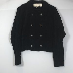 Short Black Knitted Pea Coat